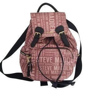 Steve Madden Branded Satin Drawstring Backpack Blush Pink